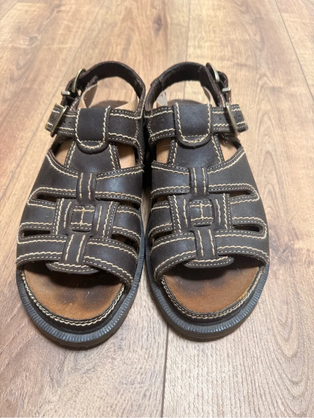 Earth Shoe Woodstock 3 Leather Fisherman Sandals Brown Adjustable Comfort Mens 9
